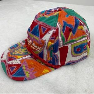 Vtg 90s San Sun Great Lakes Snapback Rope Hat Trucker Style Rainbow Geometric